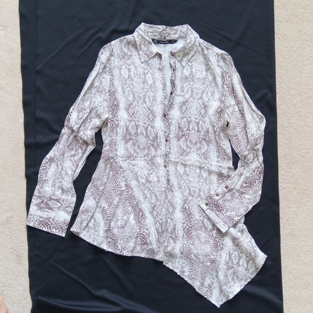 Ptp19" Zara Oversized Snake Print Asymmetrical Long-Sleeve Top
